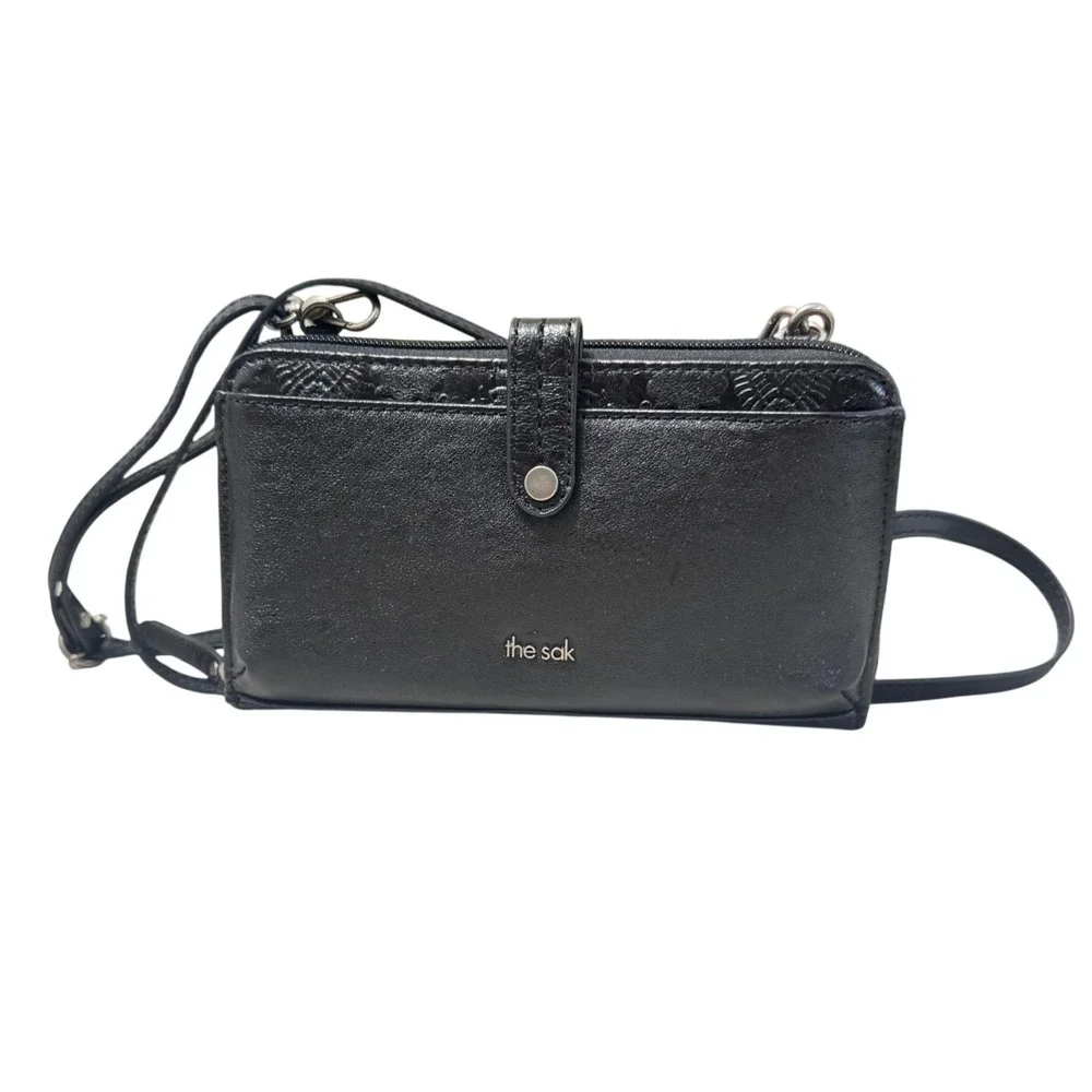 The‎ Sak Iris Smartphone Crossbody Bag Womens Small Black Leather New Wallet